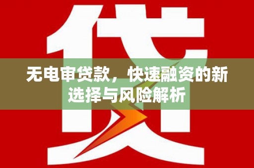 新余无电审贷款，快速融资的新选择与风险解析