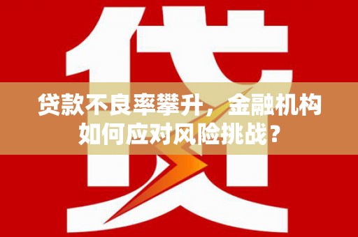新余贷款不良率攀升，金融机构如何应对风险挑战？
